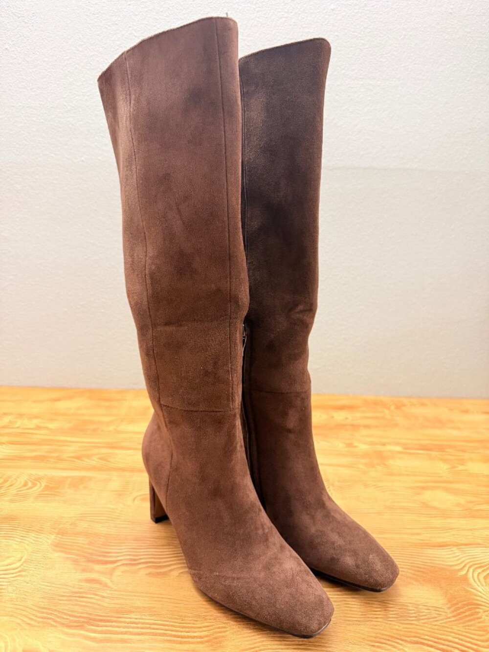 Chocolate Brown Suede Knee High Boots - 1201
